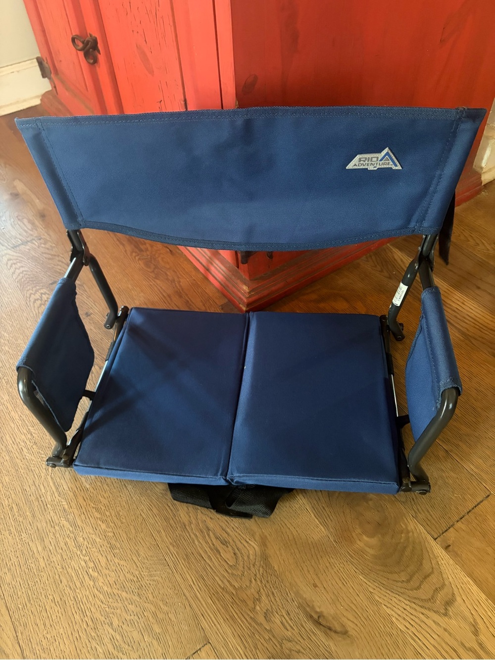 Rio Adventure 16" Portable Compact Folding Stadium Chair Arm Rests Pockets Blue
